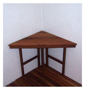 Teak Corner Shower Bench